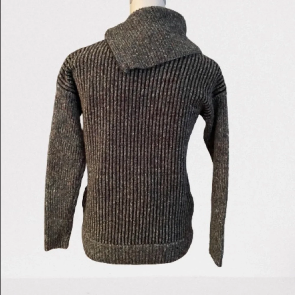Sweater size S, green gray ribbed tweed turtleneck